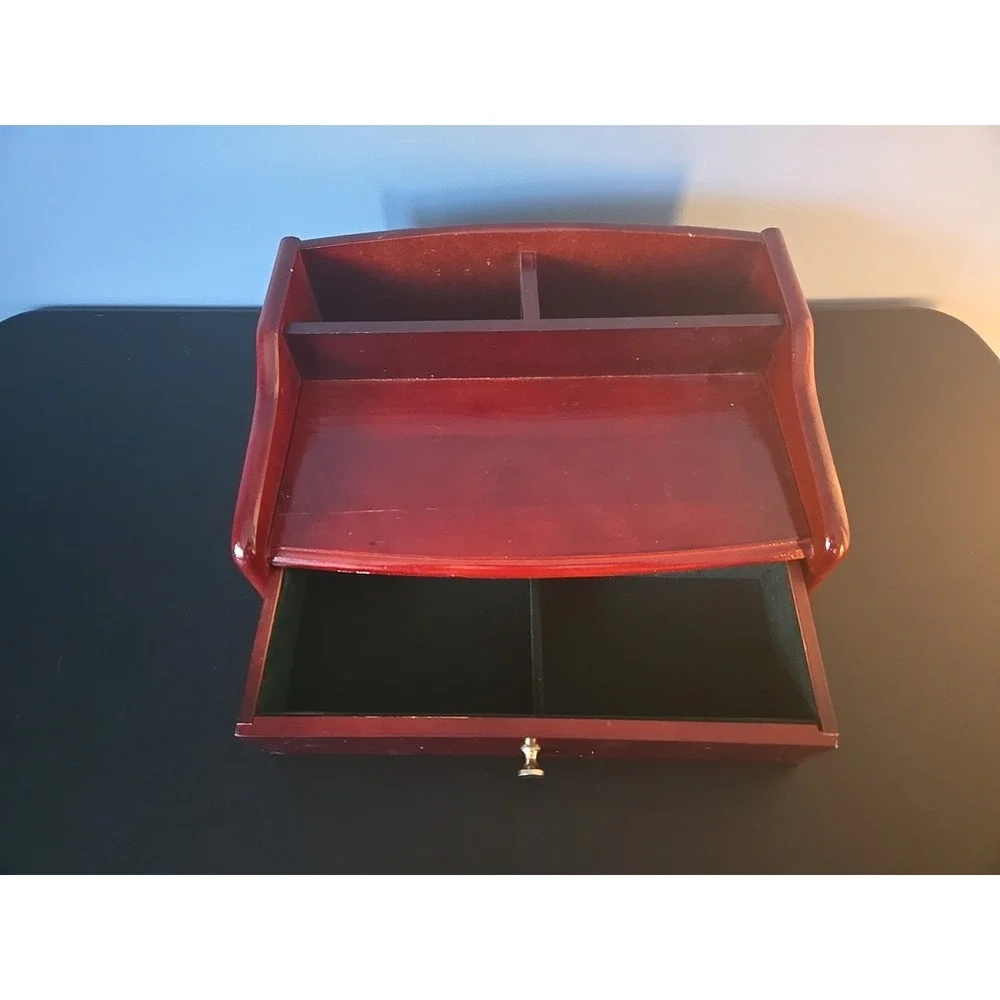 CHERRYWOOD LUXURY WATCH AND JEWELRY BOX DESK ORGANIZER WITH VALET DRAWER‎